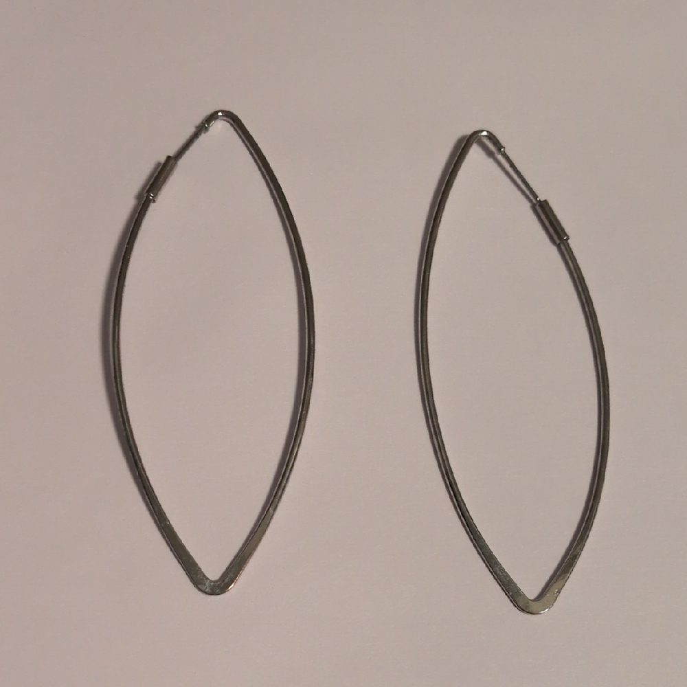 Elegant‎ Silver Hoop Earrings 2.75"